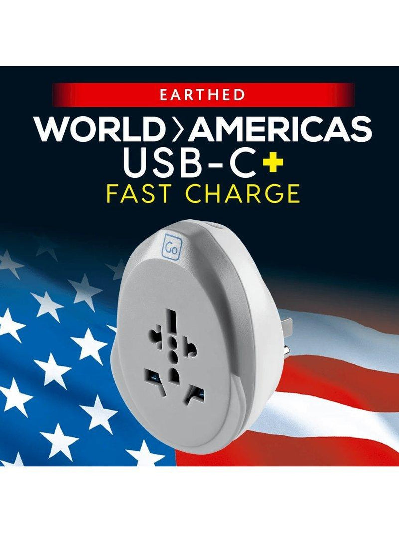 Go Travel Americas USB-C charger adapter, British product