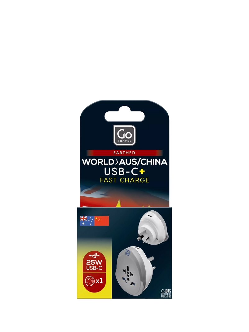 Go Travel WORLD USB-C charger for Australia China - British product