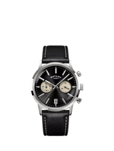 John Lewis Rotary 1895 Chronograph Men's Leather Strap Watch Silver- Buy online at McGrocer