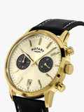 Rotary 1895 Chronograph men's watch gold leather strap, UK version