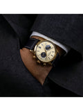 Rotary 1895 Chronograph men's watch gold leather strap, UK version
