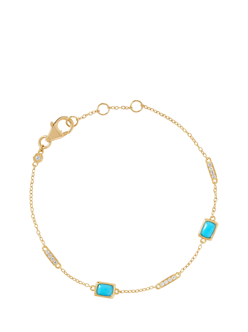 Astley Clarke gold vermeil station bracelet turquoise white sapphire (British brand)