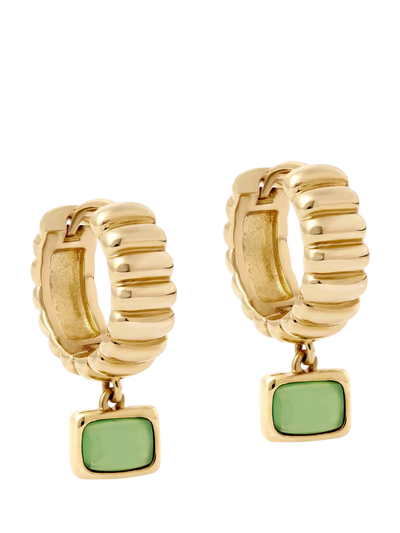 John Lewis Astley Clarke Green Chalcedony Drop Huggie Hoop Earrings, Gold- Buy online at McGrocer