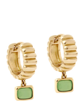 Astley Clarke green chalcedony drop huggie hoop earrings gold vermeil, imported from the UK