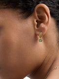 Astley Clarke green chalcedony drop huggie hoop earrings gold vermeil, imported from the UK