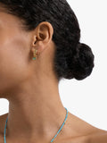 Astley Clarke green chalcedony drop huggie hoop earrings gold vermeil, imported from the UK