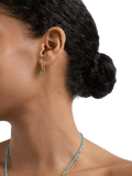 Astley Clarke green chalcedony drop huggie hoop earrings gold vermeil, imported from the UK