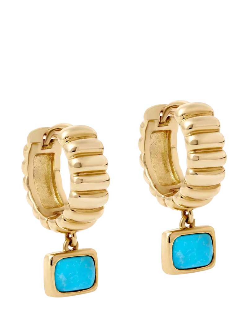 Astley Clarke earrings turquoise drop huggie hoop, imported from the UK