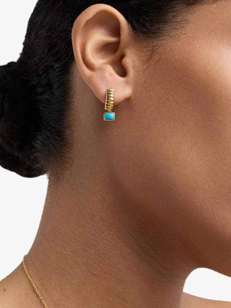 Astley Clarke earrings turquoise drop huggie hoop, imported from the UK