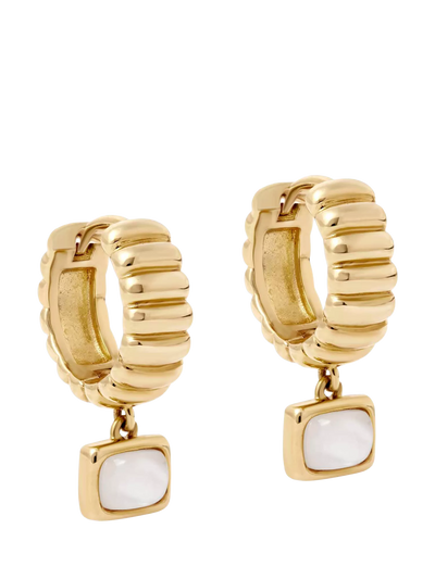 John Lewis Astley Clarke Mother of Pearl Drop Huggie Hoop Earrings, Gold- Buy online at McGrocer