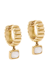John Lewis Astley Clarke Mother of Pearl Drop Huggie Hoop Earrings, Gold- Buy online at McGrocer