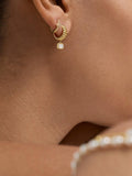 Astley Clarke pearl drop huggie hoop earrings gold (British brand)