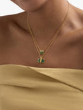 Astley Clarke square green chalcedony pendant necklace 40-45cm, imported from the UK