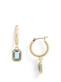 Lauren Ralph Lauren gold tone hoop earrings with aqua stones, imported from the UK