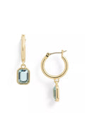 Lauren Ralph Lauren gold tone hoop earrings with aqua stones, imported from the UK