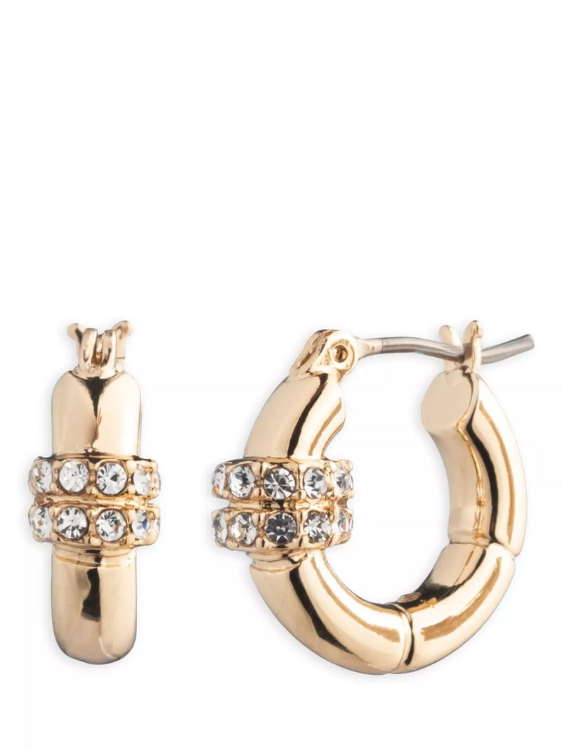 Lauren Ralph Lauren Lindella Pave hoop earrings, gold tone, UK version
