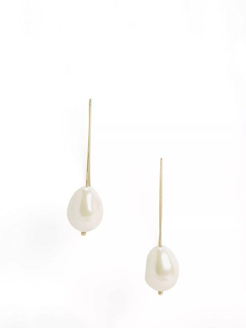 Ralph Lauren pearl drop earrings gold white, UK version