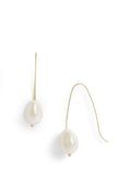 Ralph Lauren pearl drop earrings gold white, UK version