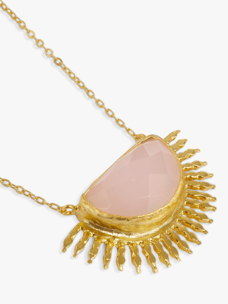 Ottoman Hands Sunrise Rose Quartz necklace gold, imported from the UK