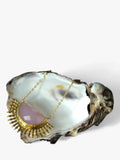 Ottoman Hands Sunrise Rose Quartz necklace gold, imported from the UK