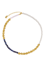 John Lewis Ottoman Hands Waterproof Lapis and Pink Jade Beaded Necklace Gold 16+2 inch- Buy online at McGrocer