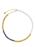 Ottoman Hands lapis pink jade beaded necklace gold, UK version