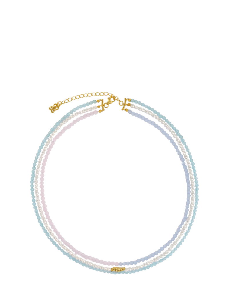 Ottoman Hands waterproof layered beaded necklace gold (British brand)