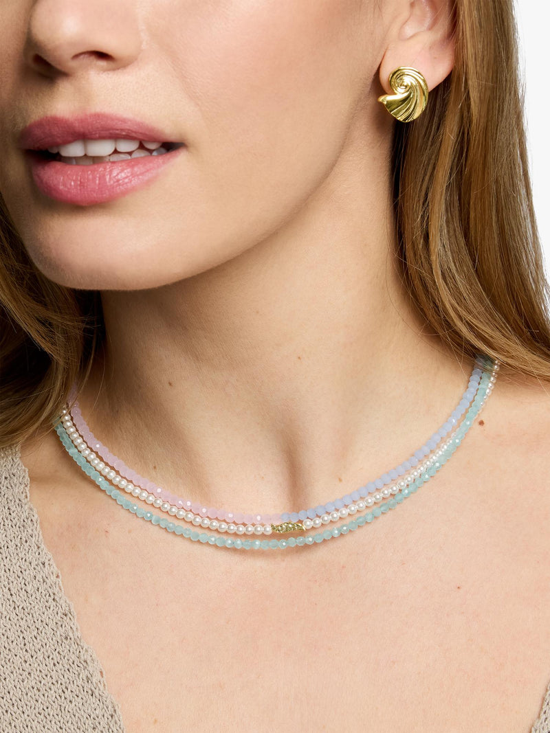 Ottoman Hands waterproof layered beaded necklace gold (British brand)