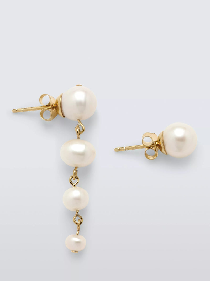 Completedworks mismatch freshwater pearl earrings in gold, imported from the UK