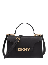 John Lewis DKNY Avril Leather Crossbody Satchel Bag, Black/Gold- Buy online at McGrocer