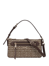 John Lewis DKNY Bryant Park Top Zip Demi Crossbody Bag, Chino/Choc, 23cm x 12cm x 6cm- Buy online at McGrocer