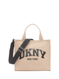 DKNY Hadlee canvas tote bag in khaki and black, UK version