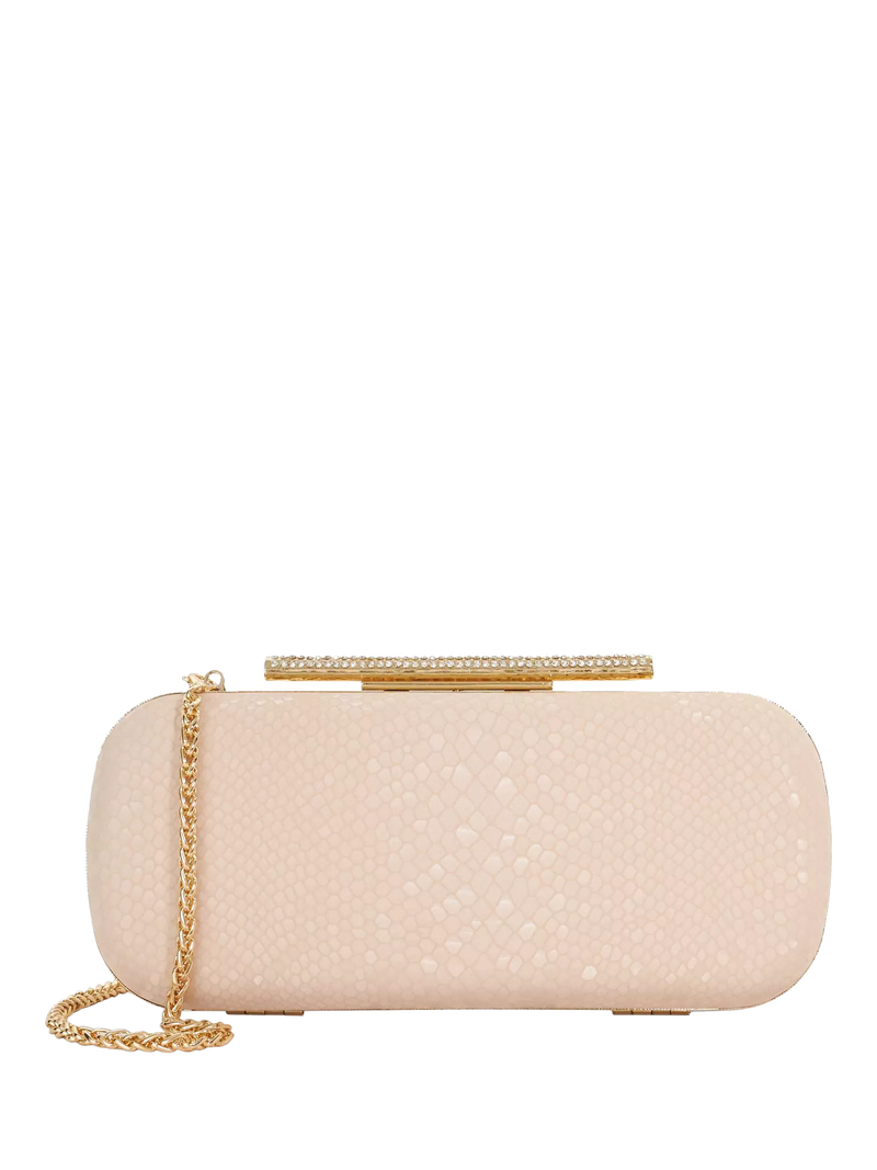 Dune London blush chain strap clutch bag, imported from the UK