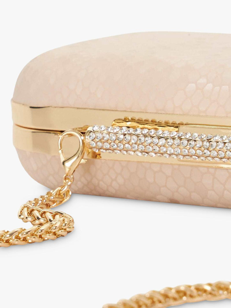 Dune London blush chain strap clutch bag, imported from the UK