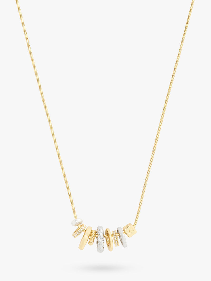 Coach Rondelle long charm necklace two tone, imported from the UK