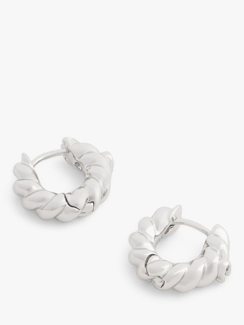 Coach twist huggie hoop earrings rhodium 13mm, UK version