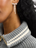 Coach pearl drop earrings gold tone bow (British brand)
