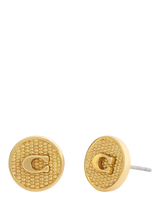 John Lewis Coach Textured Coin Stud Earrings Gold 10mm- Buy online at McGrocer