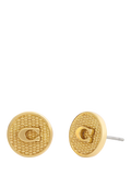 Coach gold textured coin stud earrings, UK version