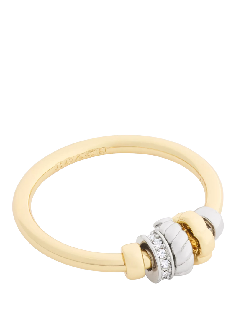 Coach Rondelle charm ring two tone gold size O (British brand)