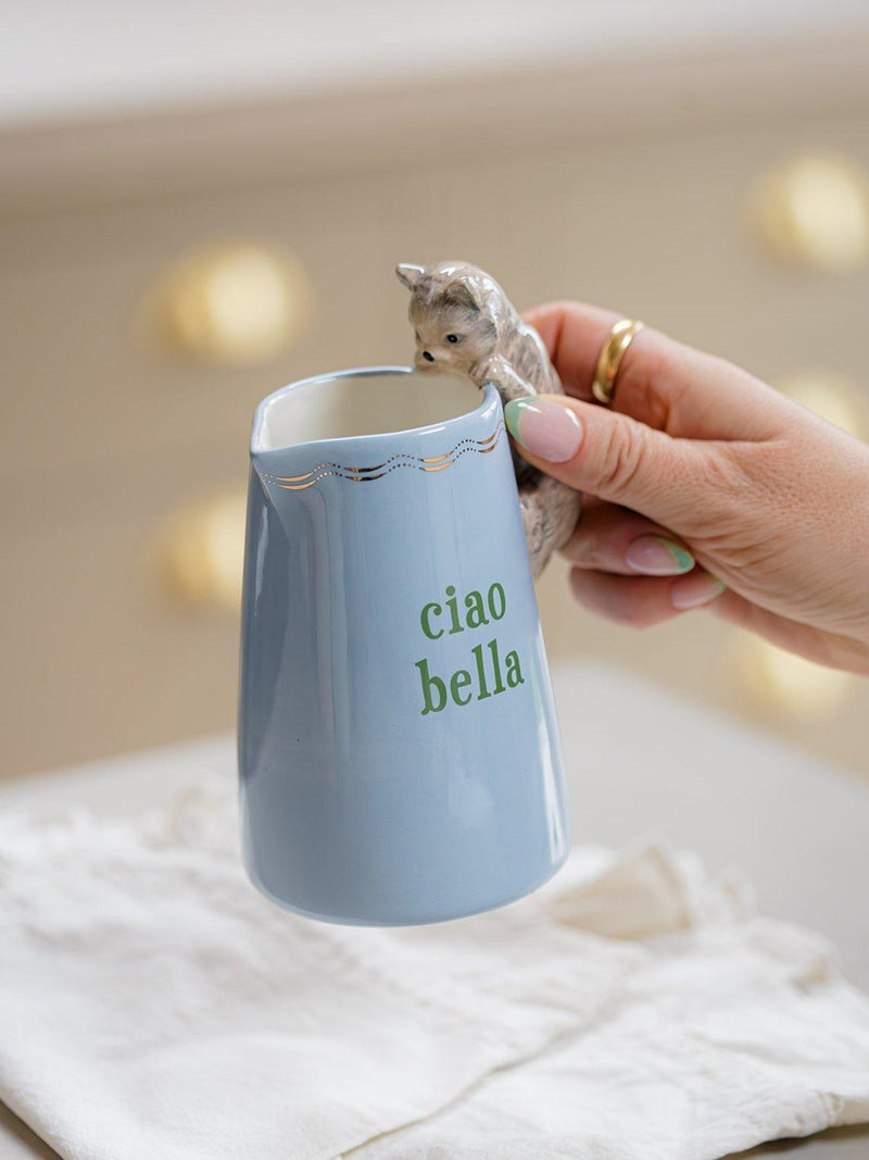 Yvonne Ellen cat ceramic jug blue 340ml - British product