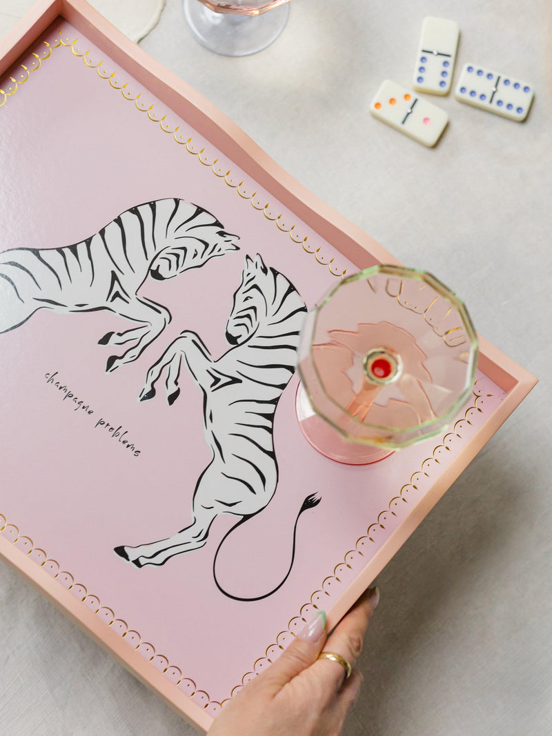 Yvonne Ellen pink zebra tray 30x40cm, UK version