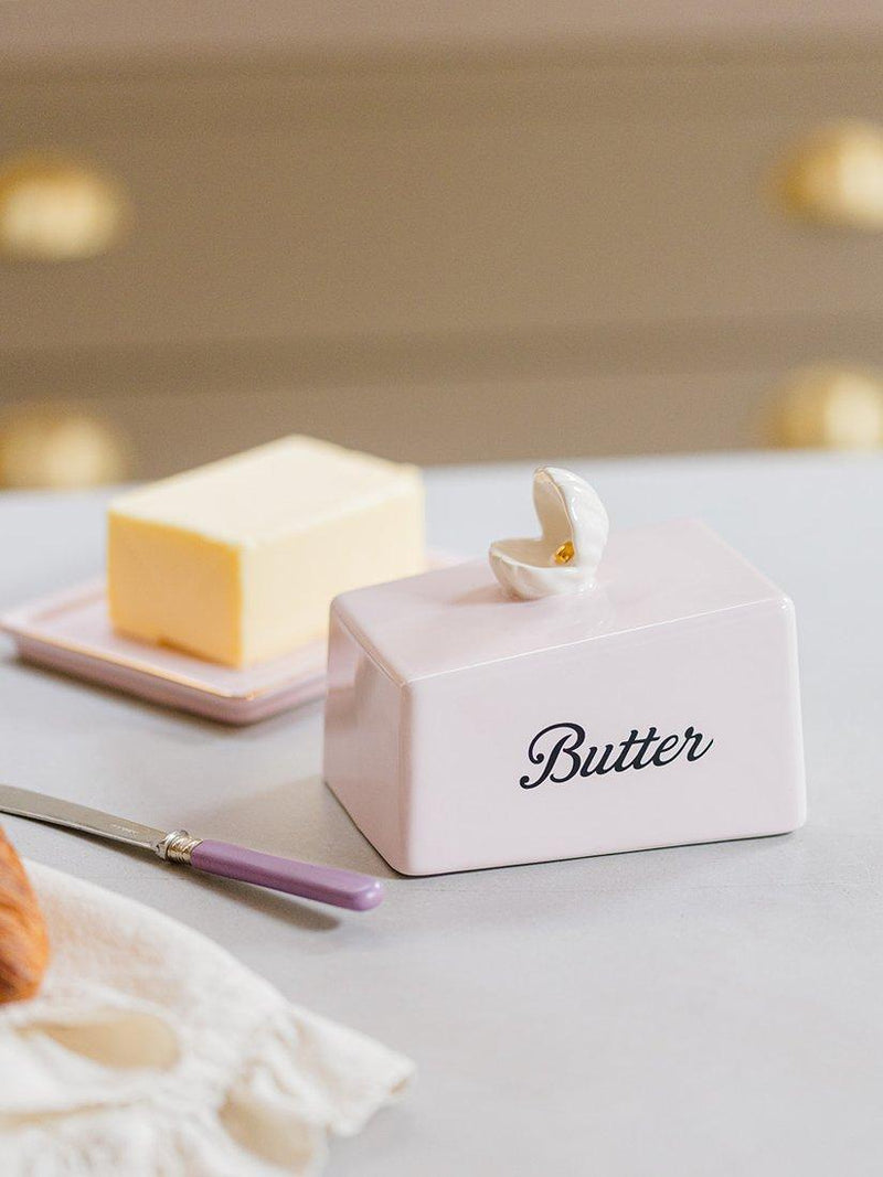 Yvonne Ellen stoneware butter dish with shell design - British product
