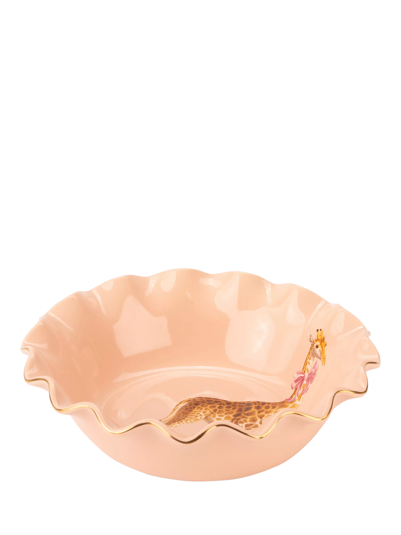 Yvonne Ellen giraffe bone china fruit bowl 28cm pink - British product