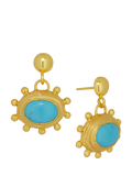 Ottoman Hands gold turquoise drop earrings, imported from the UK