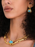 Ottoman Hands gold turquoise drop earrings, imported from the UK