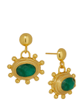 Ottoman Hands Zand drop earrings gold and emerald, UK version