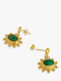 Ottoman Hands Zand drop earrings gold and emerald, UK version