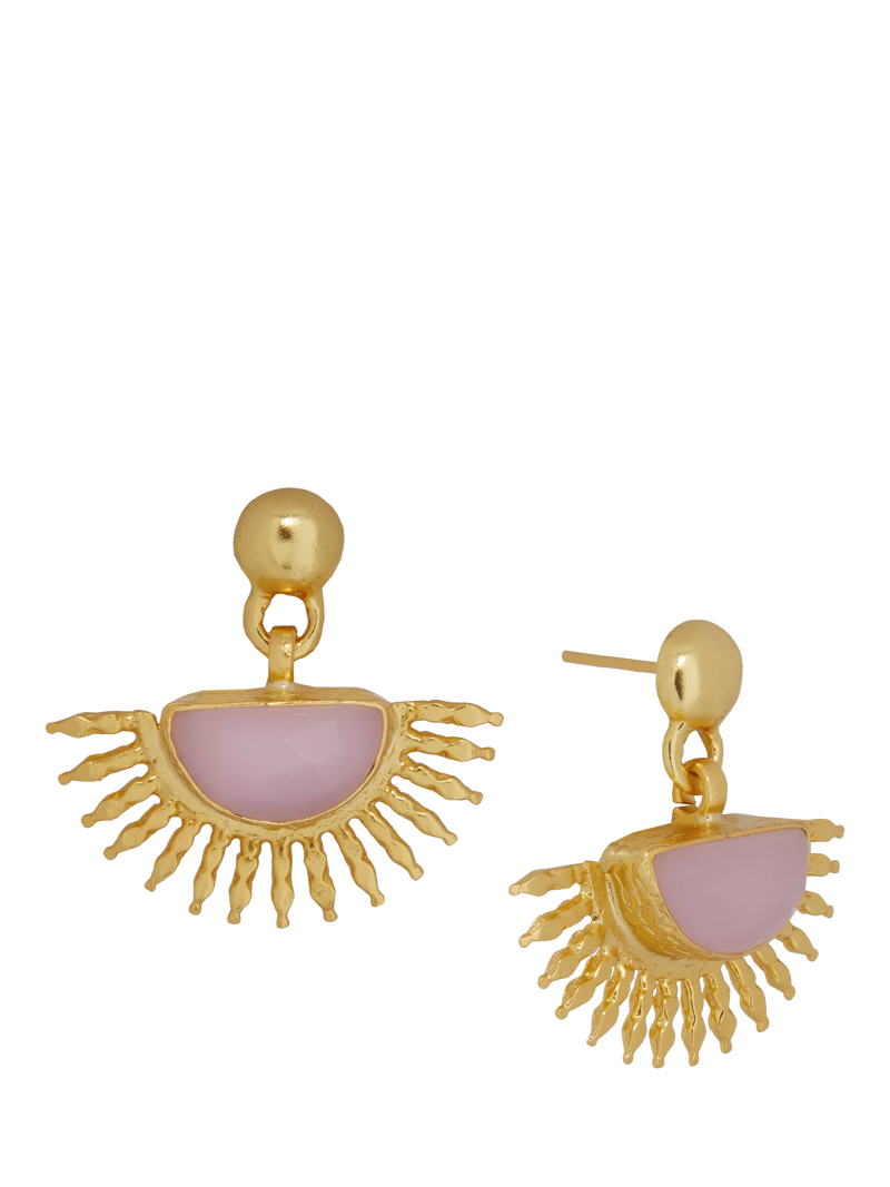 Ottoman Hands rose quartz earrings gold - British product