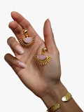 Ottoman Hands rose quartz earrings gold - British product
